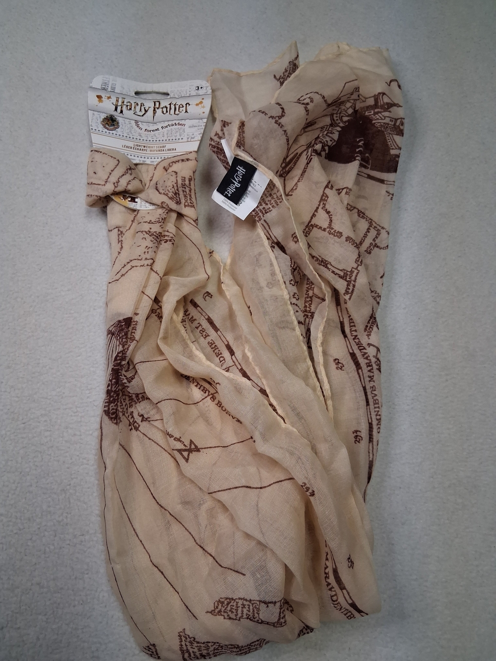Harry Potter Beige Marauder's Map Print Scarf